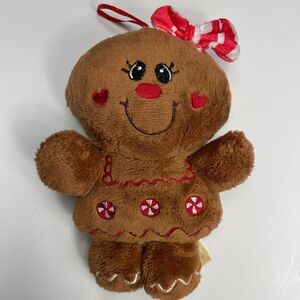 Brown Gingerbread Plush with Red Accents